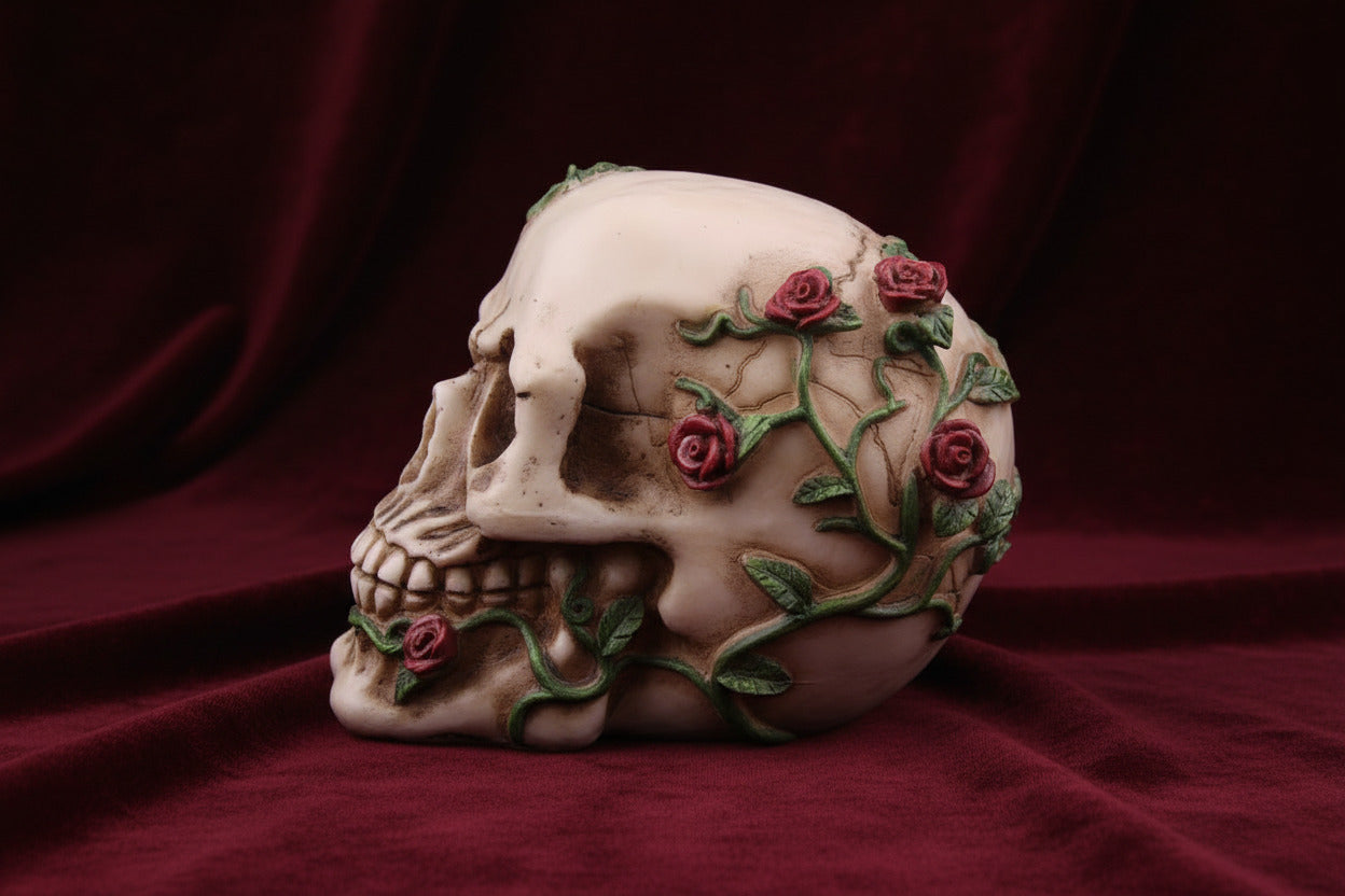 Skull With Roses - Decoration - The Dark Rose Emporium