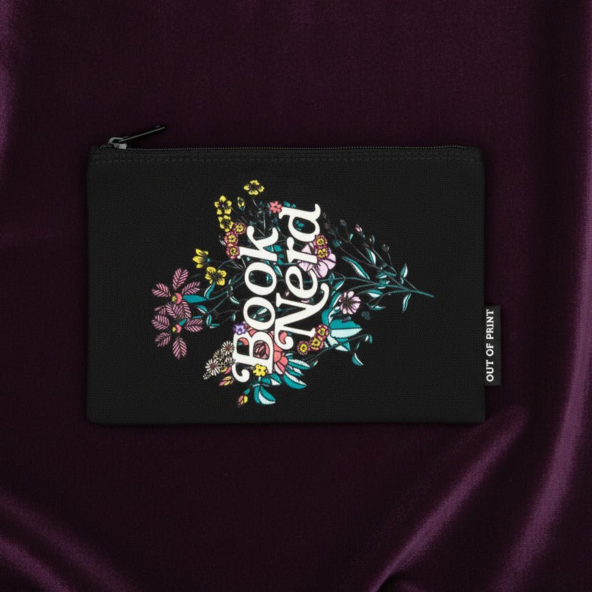 Book Nerd Floral Pouch - Accessory Bag - The Dark Rose Emporium